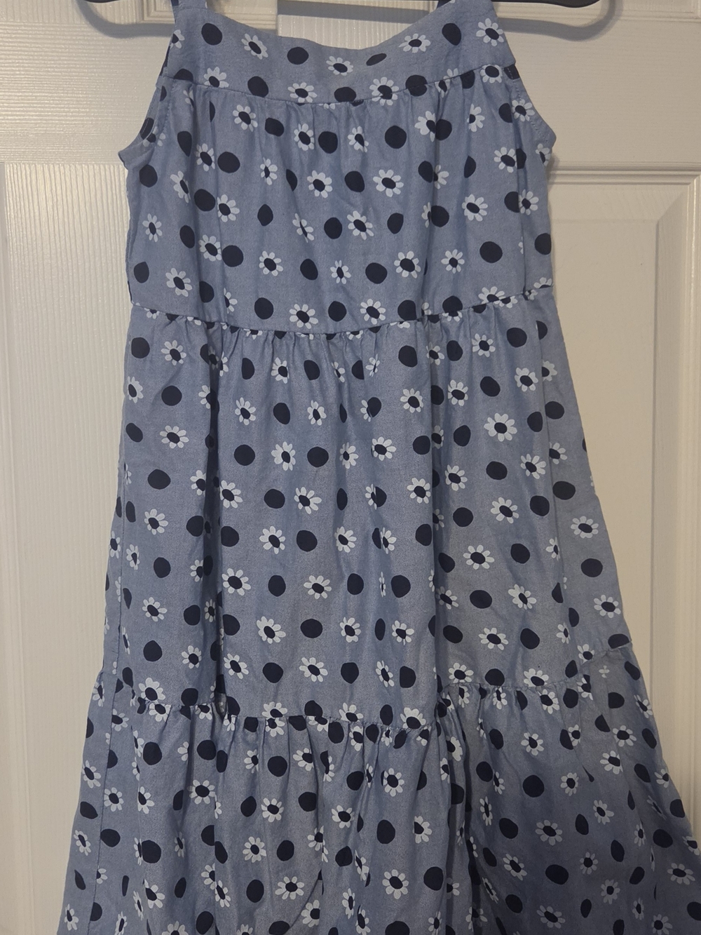 Hanna Andersson Light Blue Daisy & Navy Dot Sundress Size 10 (140)